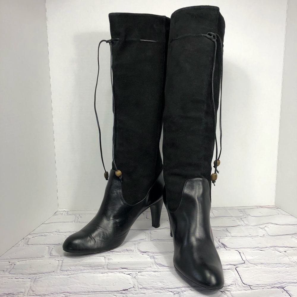 Lulu Guinness Tall Suede/Leather Black Boots EU 39